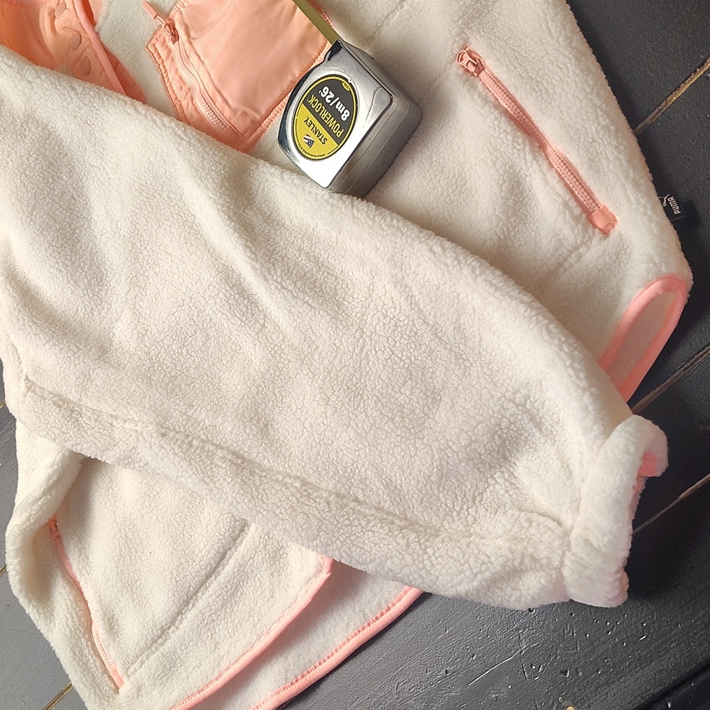 PUMA White and NEON ORANGE Fleece Jacket/Sweater - Picture 11 of 13